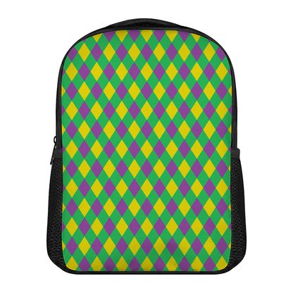 Mardi Gras Plaid Pattern Print Casual Backpack