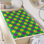Mardi Gras Plaid Pattern Print Changing Pad Cover