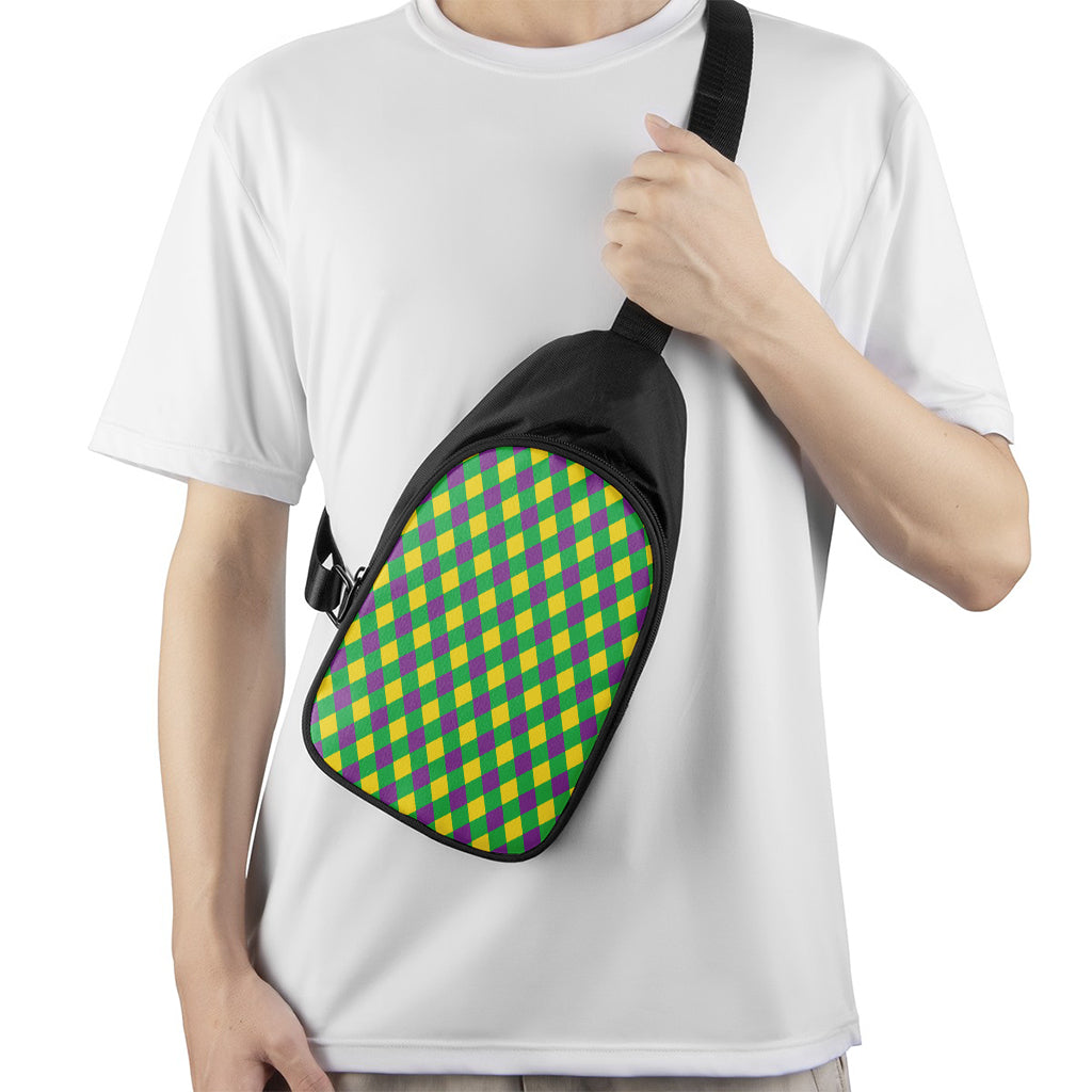 Mardi Gras Plaid Pattern Print Chest Bag