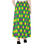 Mardi Gras Plaid Pattern Print Chiffon Maxi Skirt