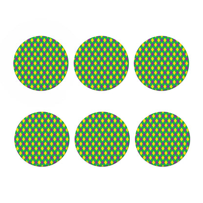 Mardi Gras Plaid Pattern Print Coaster Set