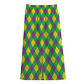 Mardi Gras Plaid Pattern Print Cotton Front Slit Maxi Skirt
