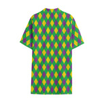 Mardi Gras Plaid Pattern Print Cotton Hawaiian Shirt