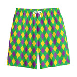 Mardi Gras Plaid Pattern Print Cotton Shorts