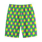 Mardi Gras Plaid Pattern Print Cotton Shorts