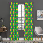 Mardi Gras Plaid Pattern Print Curtain