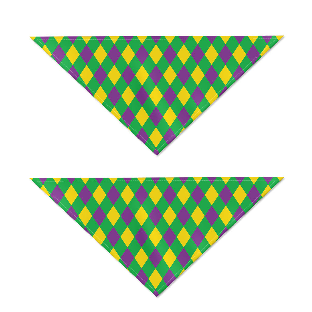 Mardi Gras Plaid Pattern Print Dog Bandana