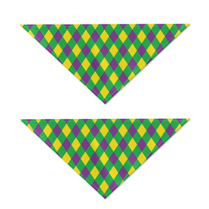 Mardi Gras Plaid Pattern Print Dog Bandana