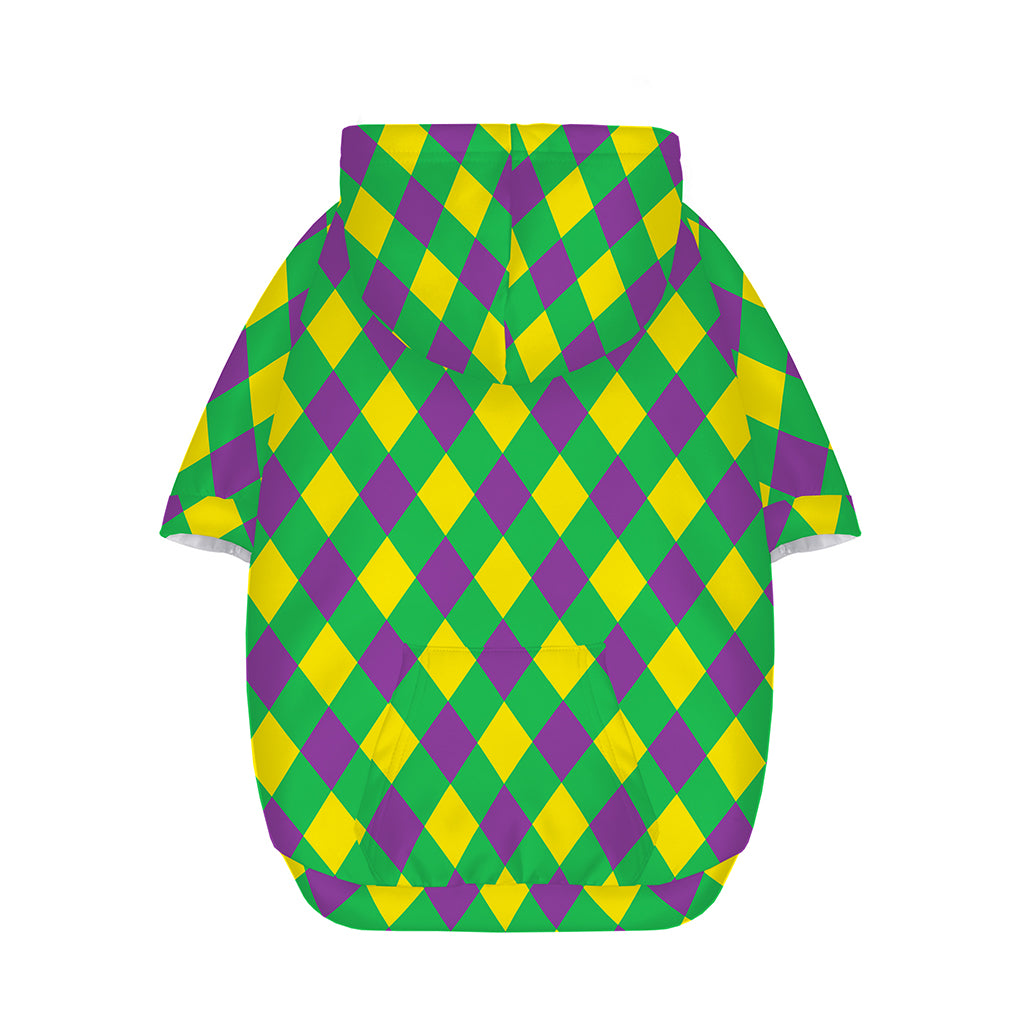 Mardi Gras Plaid Pattern Print Dog Zip Up Hoodie
