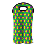 Mardi Gras Plaid Pattern Print Double Neoprene Wine Tote