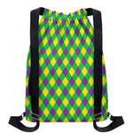Mardi Gras Plaid Pattern Print Drawstring Backpack