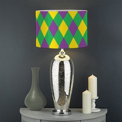 Mardi Gras Plaid Pattern Print Drum Lamp Shade