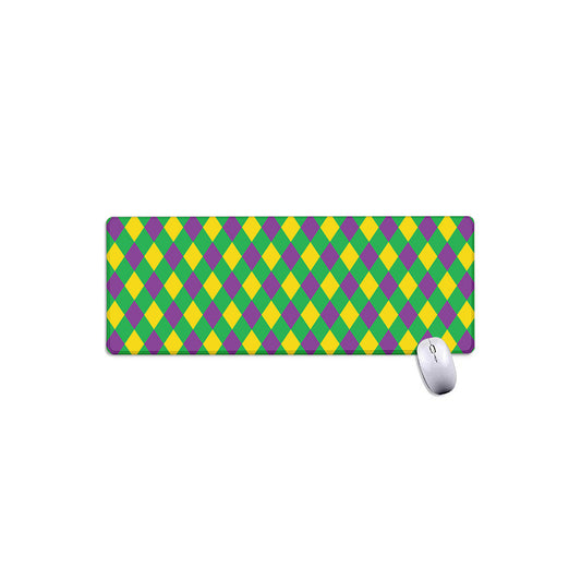 Mardi Gras Plaid Pattern Print Extended Mouse Pad