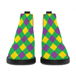 Mardi Gras Plaid Pattern Print Flat Ankle Boots
