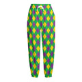 Mardi Gras Plaid Pattern Print Fleece Lined Knit Pants
