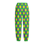 Mardi Gras Plaid Pattern Print Fleece Lined Knit Pants