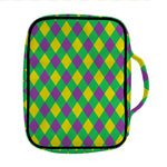 Mardi Gras Plaid Pattern Print Front Pocket Bible Bag