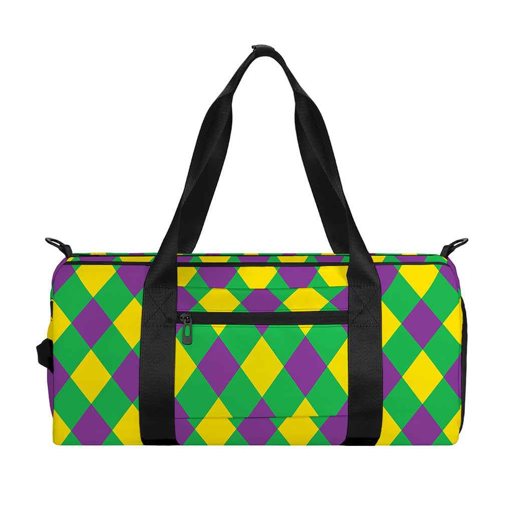 Mardi Gras Plaid Pattern Print Gym Bag