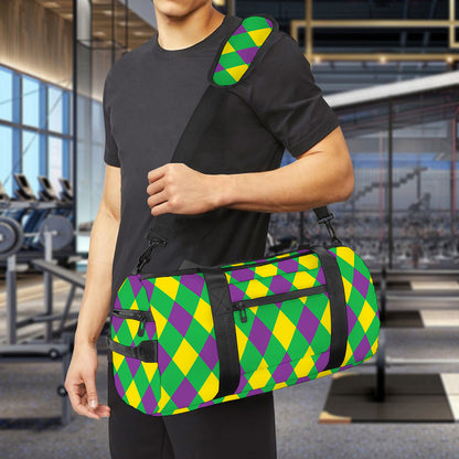Mardi Gras Plaid Pattern Print Gym Bag