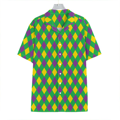 Mardi Gras Plaid Pattern Print Hawaiian Shirt