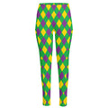 Mardi Gras Plaid Pattern Print High-Waisted Pocket Leggings