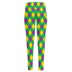 Mardi Gras Plaid Pattern Print High-Waisted Pocket Leggings