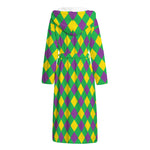 Mardi Gras Plaid Pattern Print Hooded Bathrobe