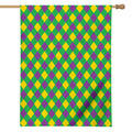 Mardi Gras Plaid Pattern Print House Flag