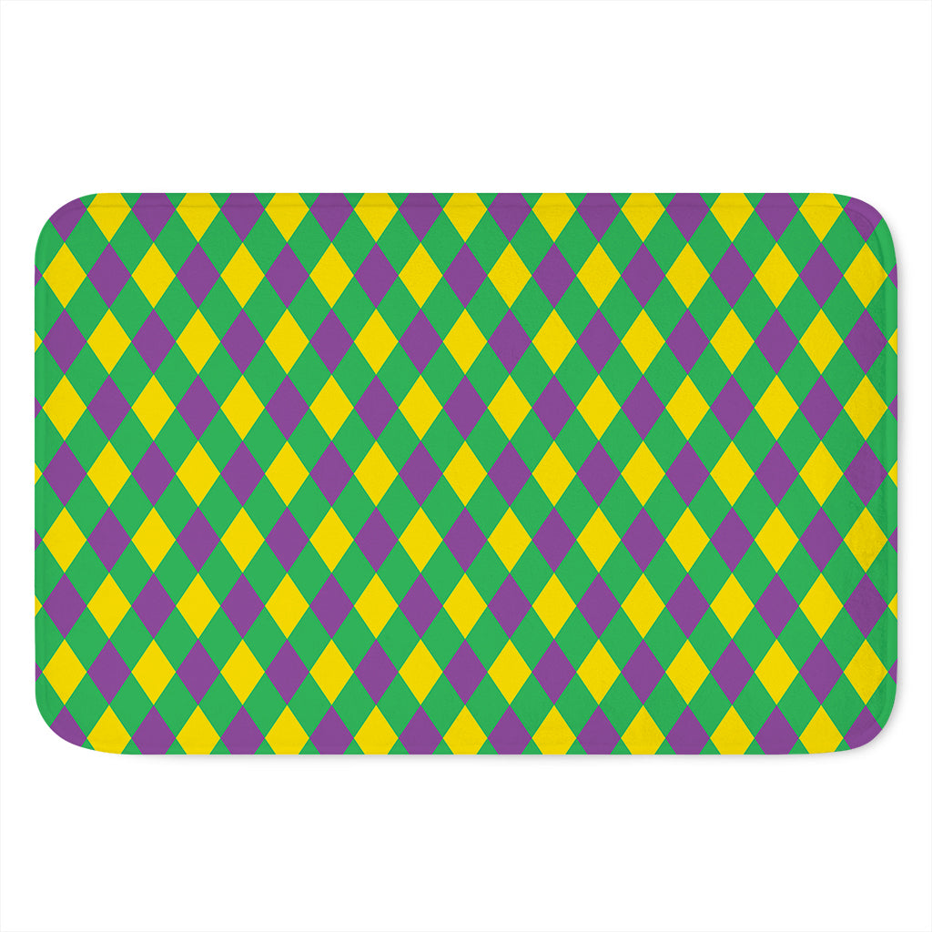 Mardi Gras Plaid Pattern Print Indoor Door Mat