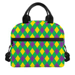 Mardi Gras Plaid Pattern Print Insulated Lunch Bag