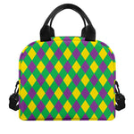 Mardi Gras Plaid Pattern Print Insulated Lunch Bag