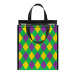 Mardi Gras Plaid Pattern Print Insulated Lunch Tote