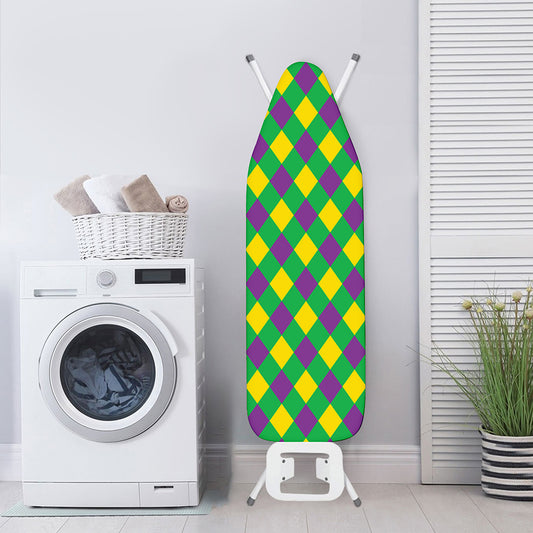 Mardi Gras Plaid Pattern Print Ironing Board Cover