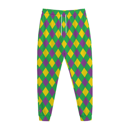 Mardi Gras Plaid Pattern Print Jogger Pants