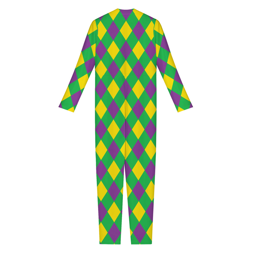 Mardi Gras Plaid Pattern Print Jumpsuit