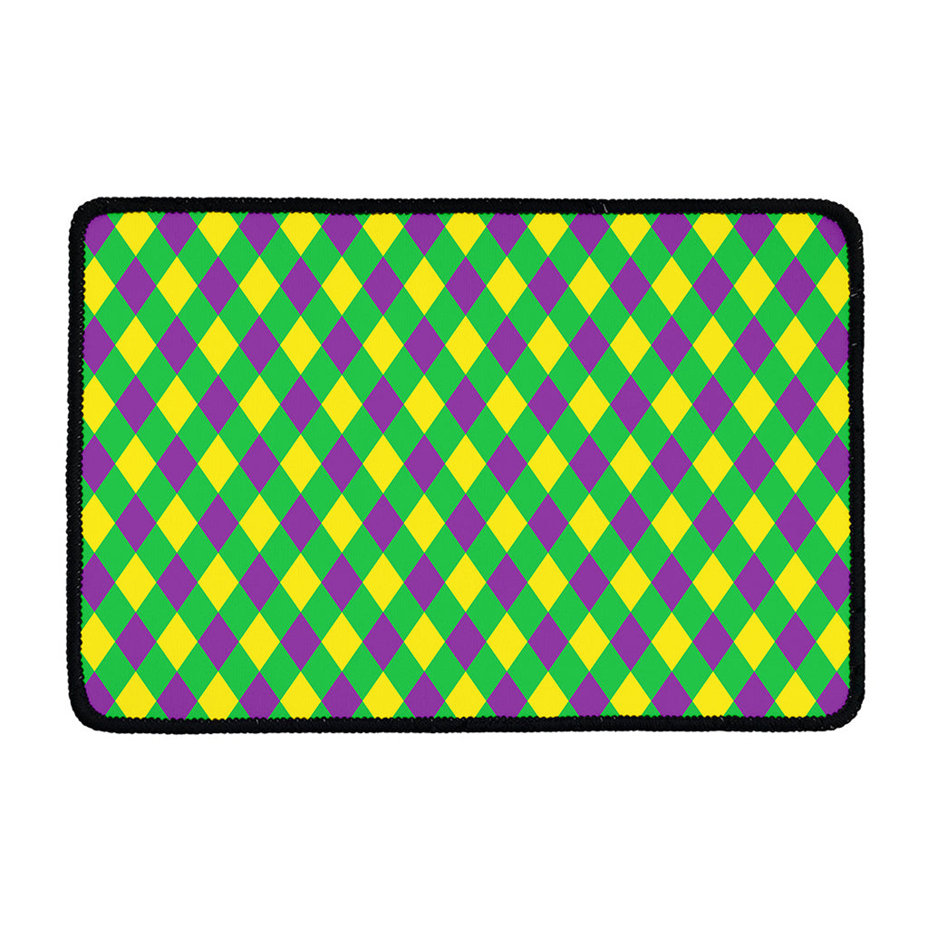 Mardi Gras Plaid Pattern Print Kitchen Mat