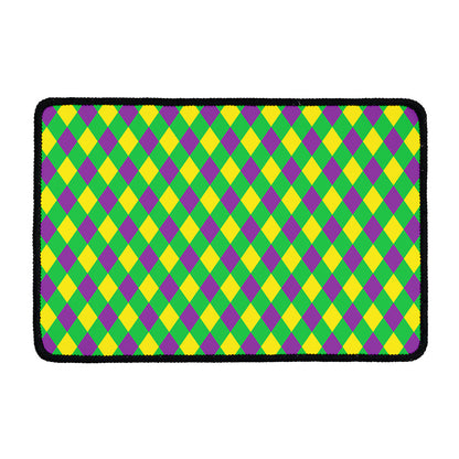 Mardi Gras Plaid Pattern Print Kitchen Mat