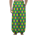 Mardi Gras Plaid Pattern Print Lantern Pants