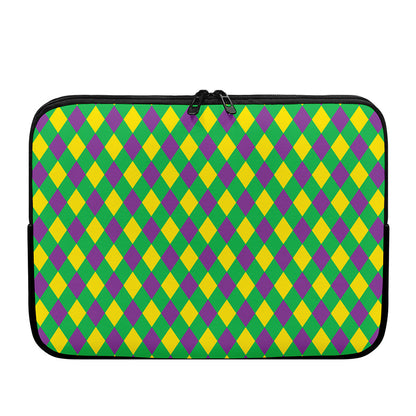 Mardi Gras Plaid Pattern Print Laptop Sleeve