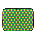 Mardi Gras Plaid Pattern Print Laptop Sleeve