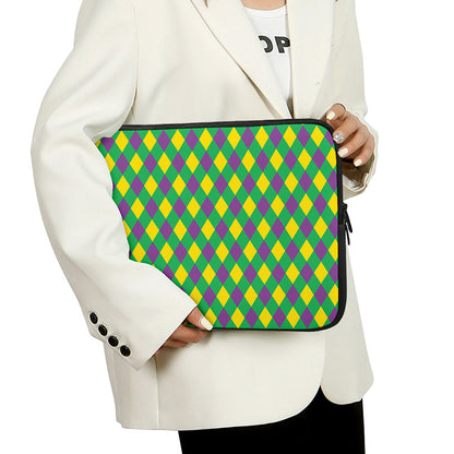 Mardi Gras Plaid Pattern Print Laptop Sleeve