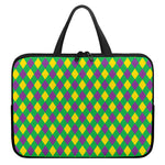 Mardi Gras Plaid Pattern Print Laptop Sleeve With Handle