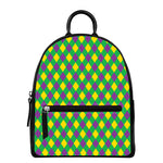 Mardi Gras Plaid Pattern Print Leather Backpack