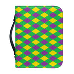 Mardi Gras Plaid Pattern Print Leather Bible Cover