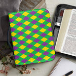 Mardi Gras Plaid Pattern Print Leather Bible Cover