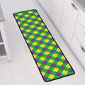 Mardi Gras Plaid Pattern Print Long Kitchen Mat