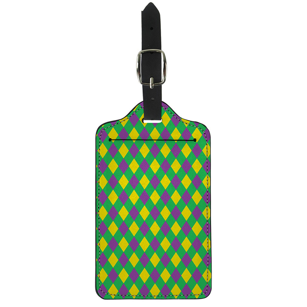 Mardi Gras Plaid Pattern Print Luggage Tag