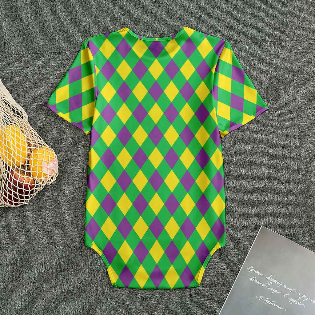 Mardi Gras Plaid Pattern Print Men's Bodysuit