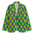 Mardi Gras Plaid Pattern Print Men's Cotton Blazer