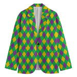 Mardi Gras Plaid Pattern Print Men's Cotton Blazer